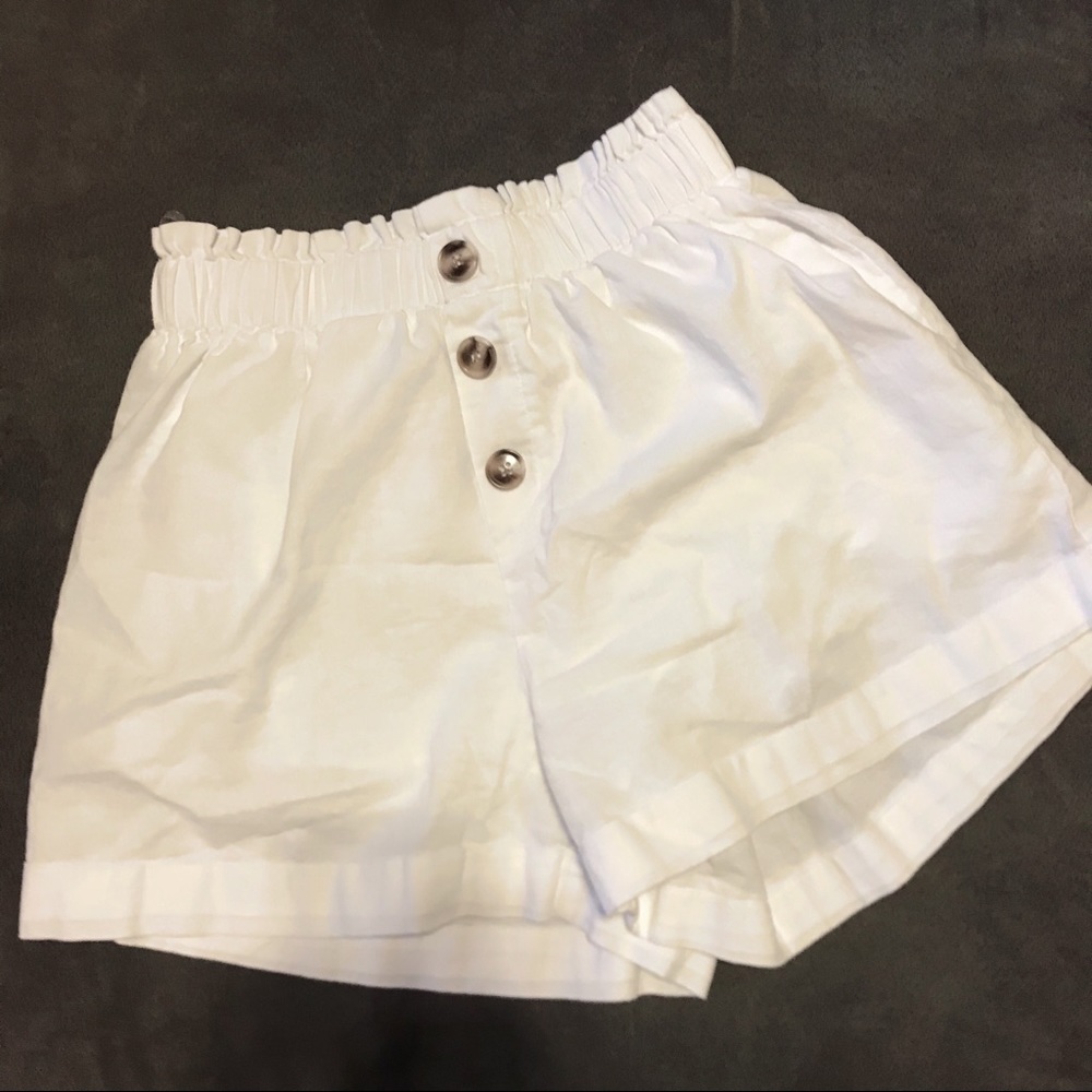 White linen shorts